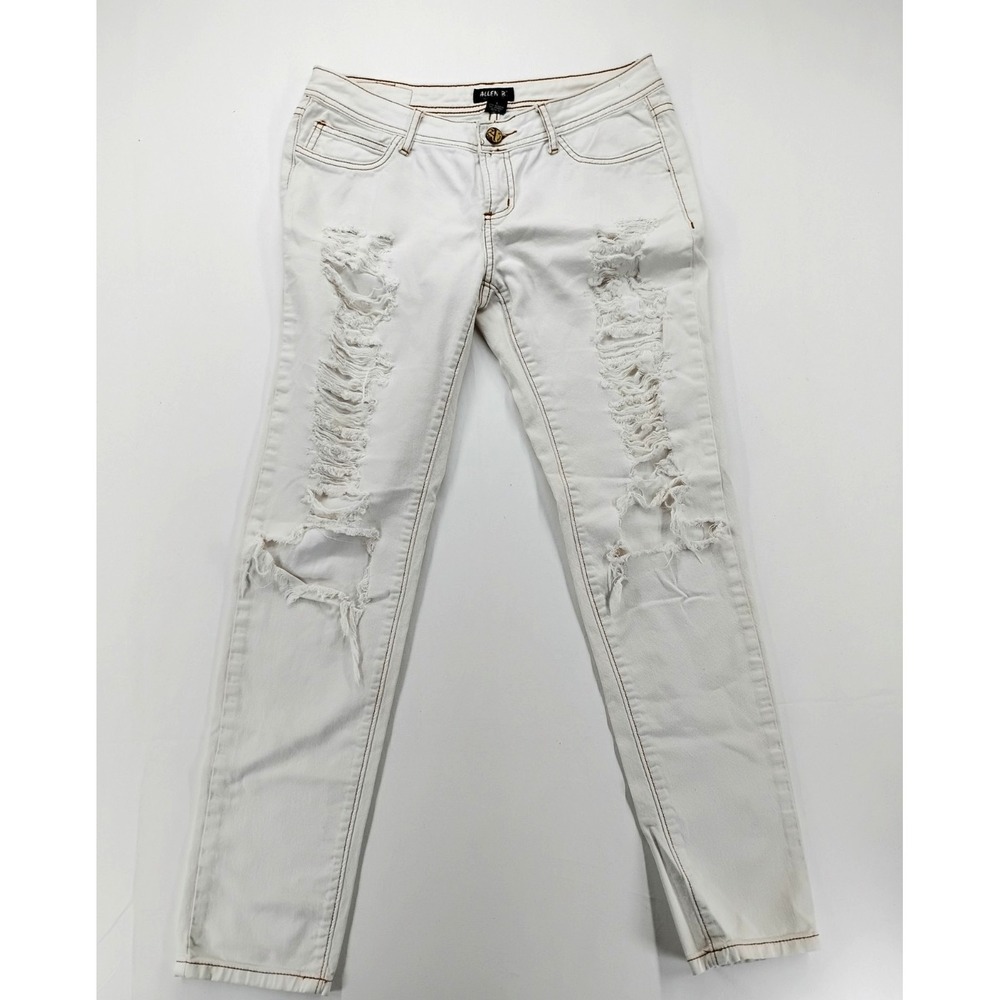 Allen B By Allen Schwartz Jeans Womens Size 6 White Factory Distressed Shredded